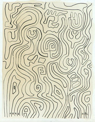 Zeichnung, 1996, Tusche auf Papier, ca. 22 x 17 cm