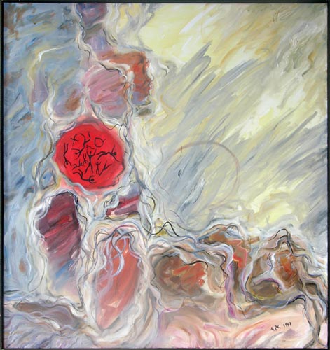 Dimensionen, 1997, l auf Leinwand, 100 x 95 cm