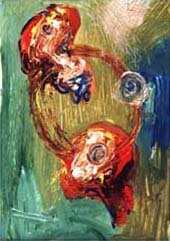 Wasser-Luft, 1998, Acryl auf Papier, 2 x 70 x 55 cm