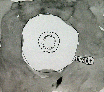 Lunar, 1998, Tusche auf Papier, 18 x 20 cm