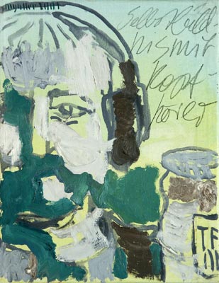 Selbstbildnis mit Kopfhrer, 2003, l auf Leinwand, 38 x 30 cm