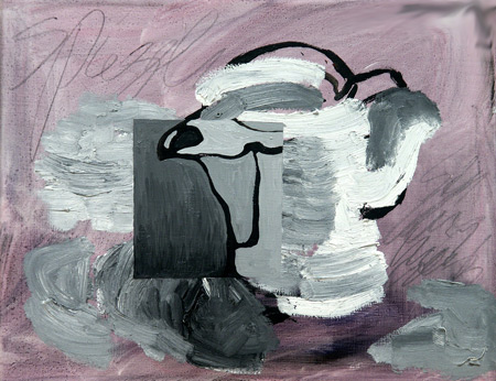 Stillleben mit wei, 2004, l auf Leinwand, 30 x 38 cm