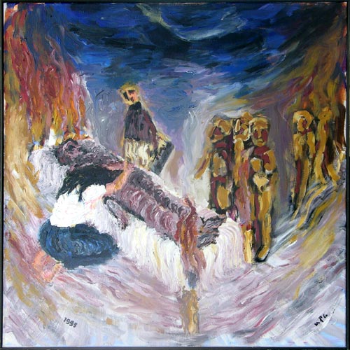 Auferstehung, 1995, Acryl auf Leinwand, 95 x 95 cm