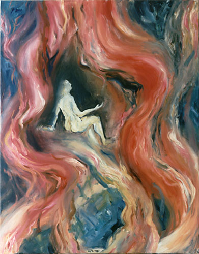 lunare Konstruktion, 1997, l auf Leinwand, 95 x 75 cm