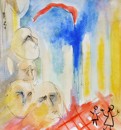 1998_48 Dom, 1998, Aquarell, Feder, Farbstifte, 23 x 22 cm