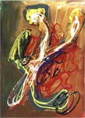 Wasser-Erde, 1998, Acryl auf Papier, 2 x 70 x 55 cm