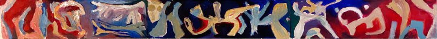 Kommunikation, 1999, l auf Holz, 13 x 130 cm