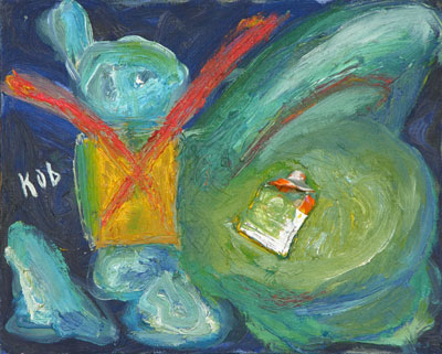 kobalt, 1999, l auf Hartfaser, 25 x 31 cm