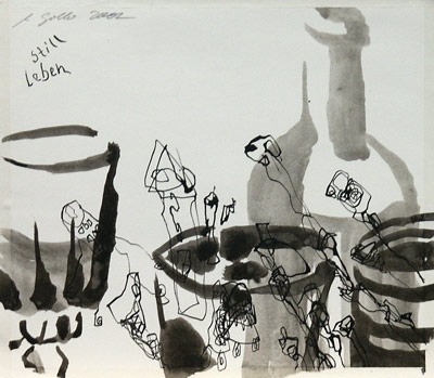 Stillleben, 2002, Tusche auf Papier, 27 x 31 cm