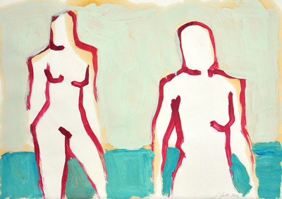 Zwei Frauen, 2002, l auf Papier, 30 x 42 cm