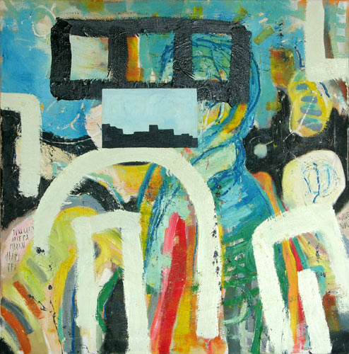 Zimmer mit Panoramafenster, 2002, l auf Leinwand, 99 x 98 cm