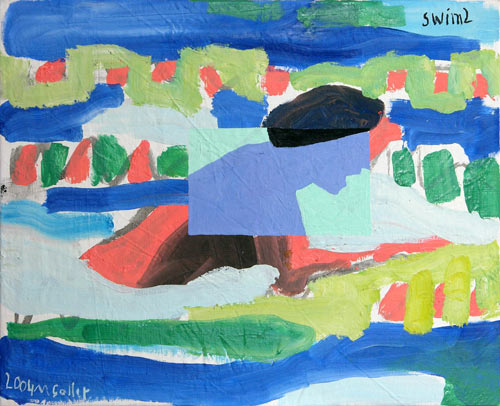 Schwimmer, 2003, l auf Leinwand, 65 x 80 cm