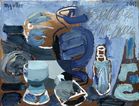 Stillleben mit blau, 2003, l auf Leinwand, 30 x 38 cm