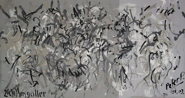 am 1.3.2004 im Dunkeln gemaltes Bild, Acryl auf Leinwand, ca. 2 x 4 m