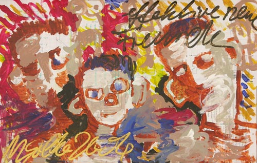 effektive neue Freunde, 2004, Acryl auf Papier, 62 x 97 cm