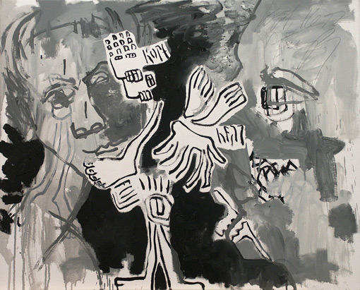 Kopf, Herz, Fu, 2004, l auf Leinwand, 65 x 80 cm