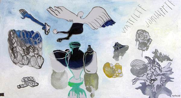 Verteilte Dokumente, 2005, l auf Leinwand, 54 x 96 cm