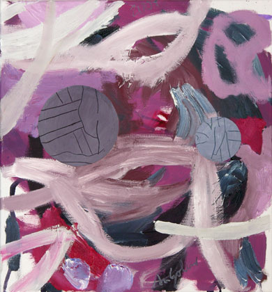 Kreuzigung mit violett, l auf Leinwand, 55 x 50 cm
