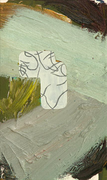 Kopf und Hand, l auf Leinwand, 25 x 15 cm